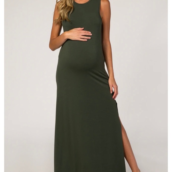 Olive, Side-slit Maxi Dress - Maternity, size Medium - Picture 2 of 5